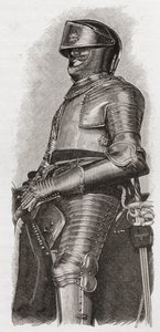 1893年に出版された、JRグリーンの「イギリス人の短い歴史」からロンドンの街からチャールズ1世に与えられた金色の鎧 作： English School