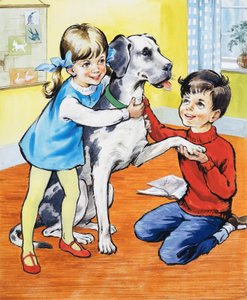 女の子と男の子の犬 作： English School