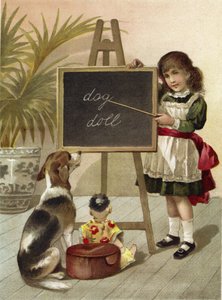 女の子、犬と人形の教育 作： English School