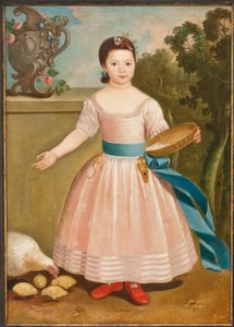 鶏に餌をやる少女、1811〜20年頃 作： English School