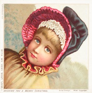 ボンネット、クリスマスカードの女の子 作： English School