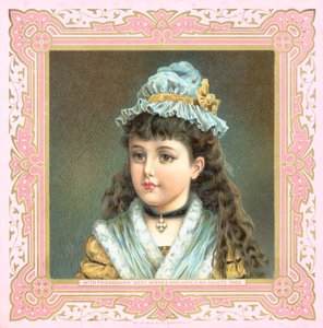 モップ帽子とショール、クリスマスカードの女の子 作： English School