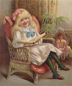 椅子に座って読書する少女（クロモリソ） 作： English School