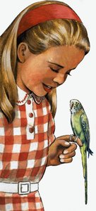 セキセイインコを持つ少女 作： English School