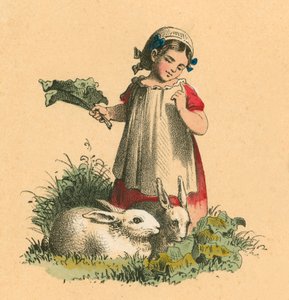 彼女のウサギを持つ少女
