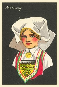多くの国の少女たちノルウェー（カラーリトグラフ）