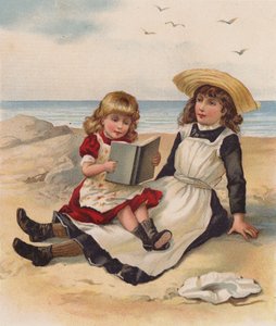 ビーチで読書する少女たち（クロモリト） 作： English School