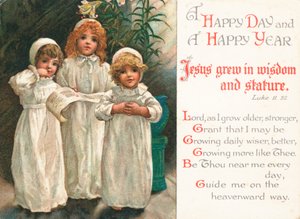 祈りを言う女の子、クリスマスカード 作： English School