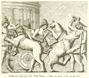 野生の獣と戦う剣闘士。 （Atlas du Bull。arch。、iii。pl。37）