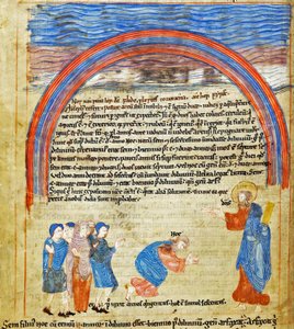 神とノア、古英語六部書、コットン・クラウディウスB IV f.16v（ヴェラム） 作： English School