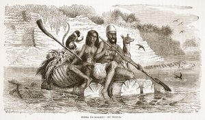 J.ユーイングリッチーによるパブのThe Pictorial Edition of the Life and Discoveries of David Livingstoneのイラストを水で市場に出します。 A. Fullarton＆Co.、1876年