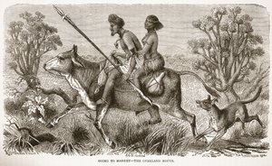 市場に行く-陸路、J。ユーイングリッチーのパブリッシュによる「The Pictorial Edition of the Life and Discoveries of David Livingstone」のイラスト。 A. Fullarton＆Co.、1876年 作： English School