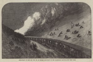 カレドニアン鉄道で火事になった貨物列車が急行列車に突っ込まれる（彫刻 作： English School