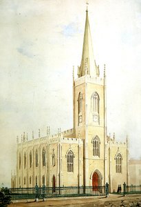 ゴシック・コミッショナーズ教会、贈呈用水彩画、1825年頃（水彩・紙）