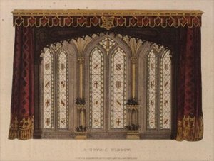 ゴシック様式の窓、「アッカーマンの芸術のリポジトリ」Vol.III, 7, Plate 11より 作： English School