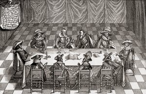 1893年に出版されたジェームズ1世の統治期間中のイギリスの評議会、JRグリーン著「イギリス人の短い歴史」より 作： English School