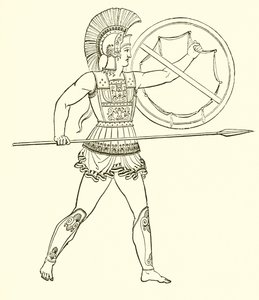 槍と盾で武装したギリシャの戦士 作： English School