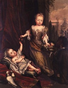 ネグロのページを持つ石の子供たちの集団肖像 作： English School