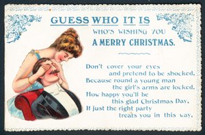 誰だと思う？レディからかう男！クリスマスカード。