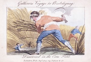 ガリバー旅行記、1805年にトウモロコシ畑で発見されたブロブディニャグへの航海 作： English School