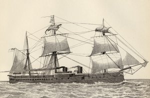 19世紀後半にロンドンのウィリアムマッケンジーによって発行された「国立百科事典」のHMSアレクサンドラ 作： English School
