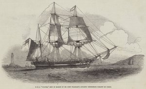 ジョン・フランクリン卿の北極探検を求めて派遣されたHMS "Plover" (エングレービング) 作： English School