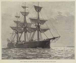 致命的な爆発事故を起こしたHMSトライアンフの船上の様子（彫刻 作： English School