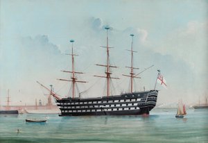 ポーツマス港でのHMS勝利、1860年頃 作： English School