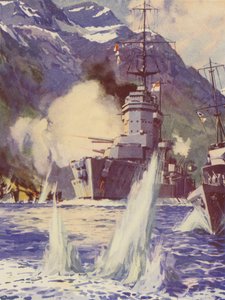 ノルウェー沖のHMSウォースパイト 作： English School