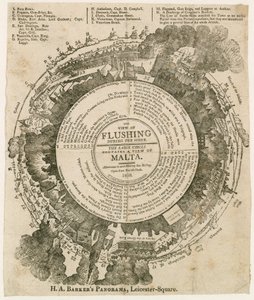 マルタ包囲戦時のフラッシングのHAバーカーズビュー、1810年、パノラマ、レスタースクエア、ロンドン 作： English School