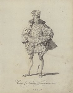 1577年、ドイツ貴族の習慣（エングレーヴィング）