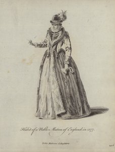 1577年、イングランドの貴族の寮母の習慣（エングレーヴィング） 作： English School