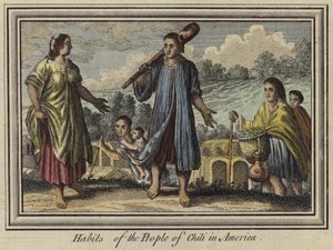 アメリカのチリの人々の習慣（カラー彫刻） 作： English School