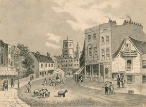 1840年のハックニー、教会に向かって（紙のトイレ） 作： English School