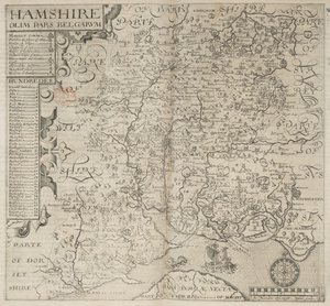 かつてベルギー領だったハンプシャー。 J.ノルデンの説明 カムデンの「ブリタニア」より、W.ホールスカルプ。 第6版。 フォル。 187（刻印） 作： English School