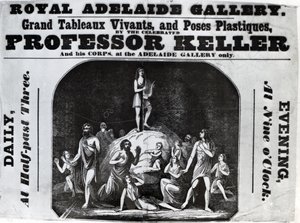 「ケラー教授の大タブローヴィヴァンツ」を宣伝するチラシ、1846年頃（リソ） 作： English School