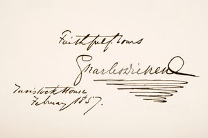 チャールズディケンズの手書きおよび署名、1857