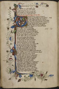 ハーレー 1758 年、f.56v バーの境界線とイニシャル 