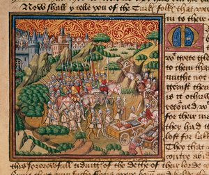Harley 326 fol.90 The Defeat of the Turks、from 