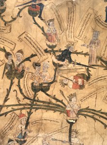 ハーレー 7353. ヘンリー 4 世 (1367-1413) が家系図を切る 作： English School