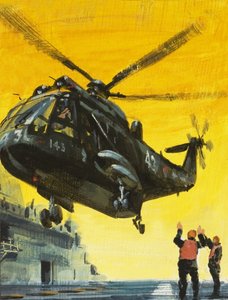 空母に着陸するヘリコプター 作： English School