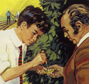 ヘンリー・フォードは近所の人の時計を修理するのを喜んでいます 作： English School
