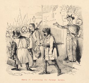 ヘンリーII（1133-89）が外国の男爵を解任 作： English School