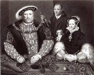 ヘンリー8世、娘のメアリー女王とウィルソマーズ、16世紀の油絵の後、死後1821年
