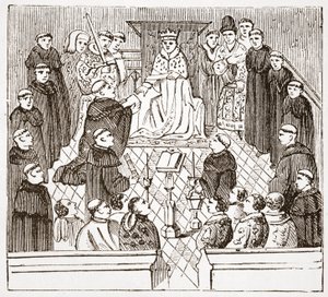 ヘンリー5世と彼の議会（大英博物館のハーレイアンMMSから）、ジェームズエイトケンワイリー（1808-1890）によるプロテスタンティズムの歴史のイラスト、パブ。 1878 作： English School