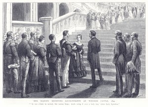 ウィンザー城でルイフィリップを迎えた陛下、1844年 作： English School