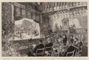 ウィンザー城のワーテルローの間で行われた「カルメン」の上演での女王陛下とロイヤルパーティー（エングレービング 作： English School
