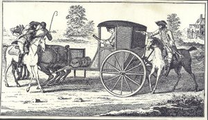 1750年6月26日、ハウンズロー・ヒースでエグリントン伯爵を襲ったハイウェイマン、ジェームズ・マクレーンとウィリアム・プランケット（エングレービング 作： English School