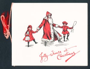 サンタ、クリスマスカードと手をつないで 作： English School
