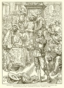 1629年3月2日、右の請願の維持を可決することについて、下院議長の議長を務める 作： English School